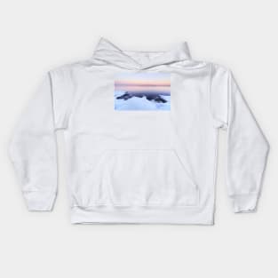 Lake scenery at dusk winter in Finland Kids Hoodie